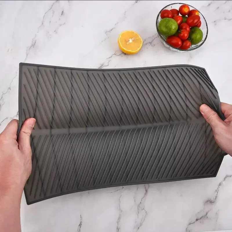 

For Kitchen Tableware Non-slip Mats Anti-scald Coaster Kitchen Silicone Drain Pad With Hole Drying Mat Pots Dish Drain Mat