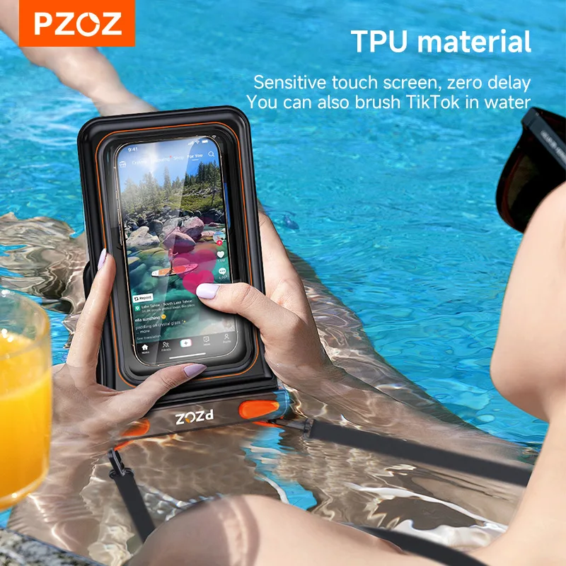 PZOZ Wodoodporne etui na telefon, wodoszczelne pokrowce na telefon do nurkowania, torba na telefon iPhone 17 16 13 11 Pro Max, akcesoria Samsung — zdjęcie produktu 6