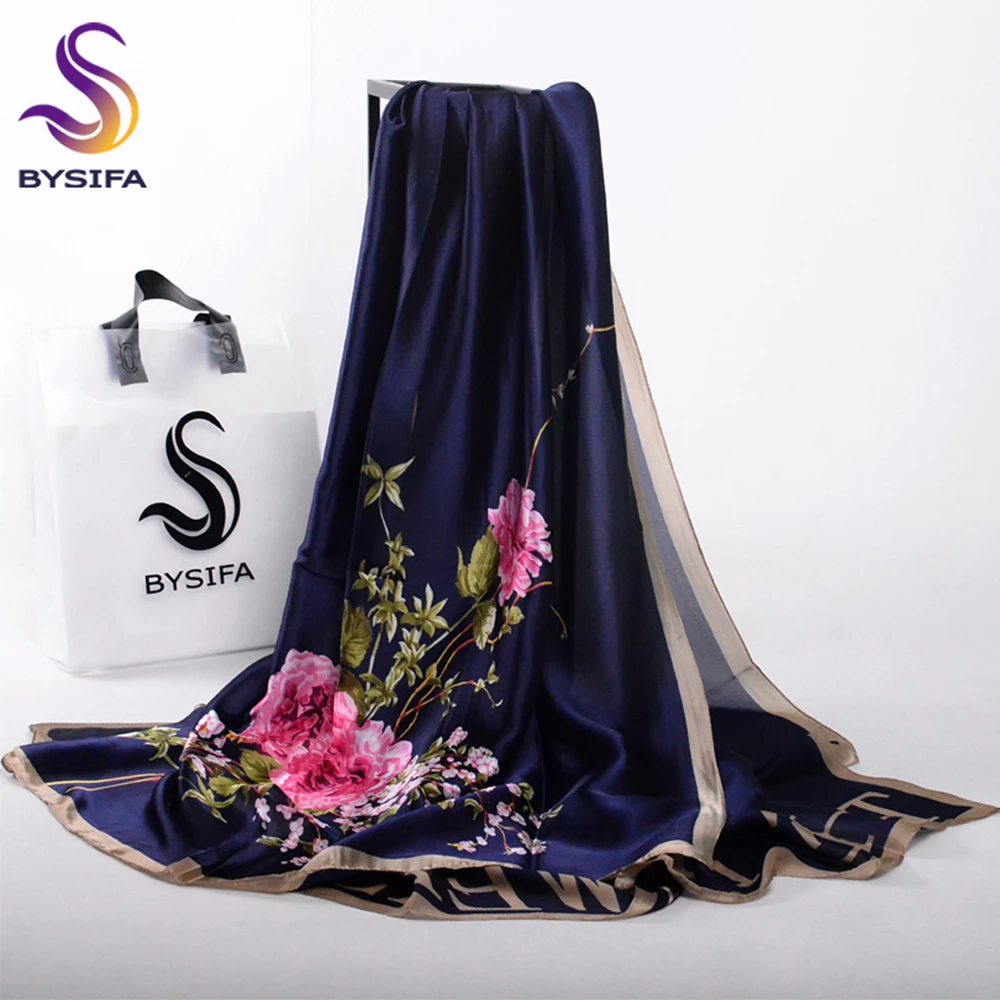 BYSIFA| Pink Grey Silk Scarf Shawl Spring Fall Crane Design Winter Brand Long Scarves Wraps Summer Beach Shawl Scarf Foulard