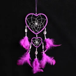 Pink Purple Feather Dreamcatcher Love Wall Hanging Room Car Decor Handmade Aesthetic Retro Dream Catcher Wind Chime Ornament