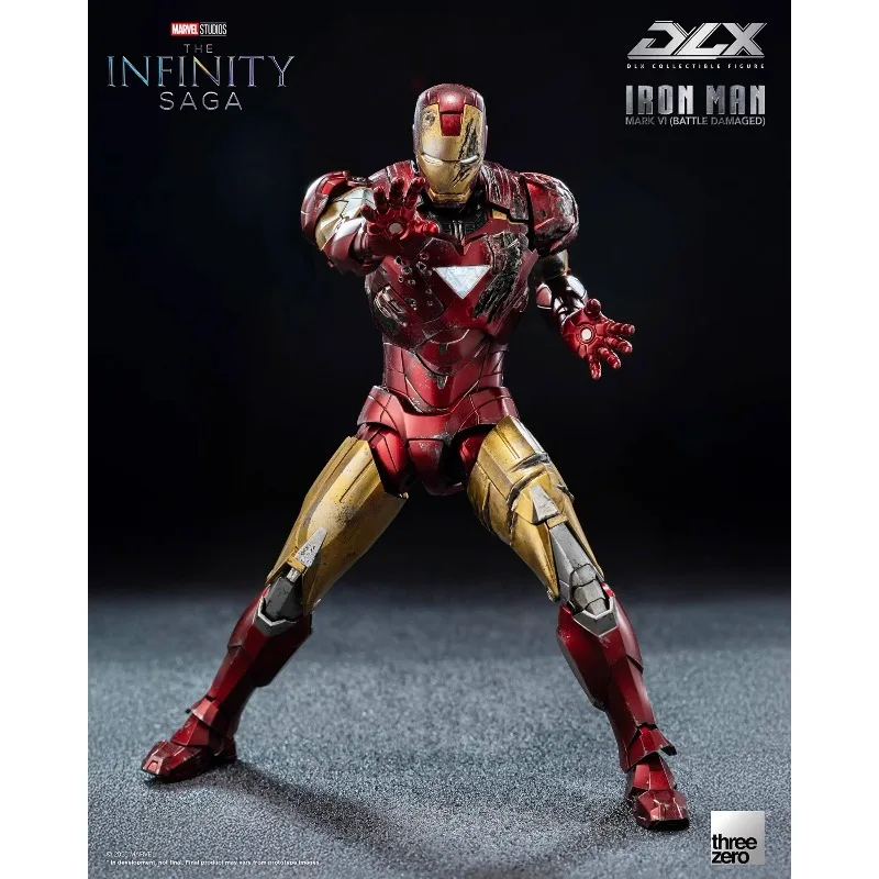 [Genuine in Stock] 17cm Original Threezero Marvel Iron Man Mark 6 Battle Damaged Dlx Collectible Action Figure Gift Hobby view 4