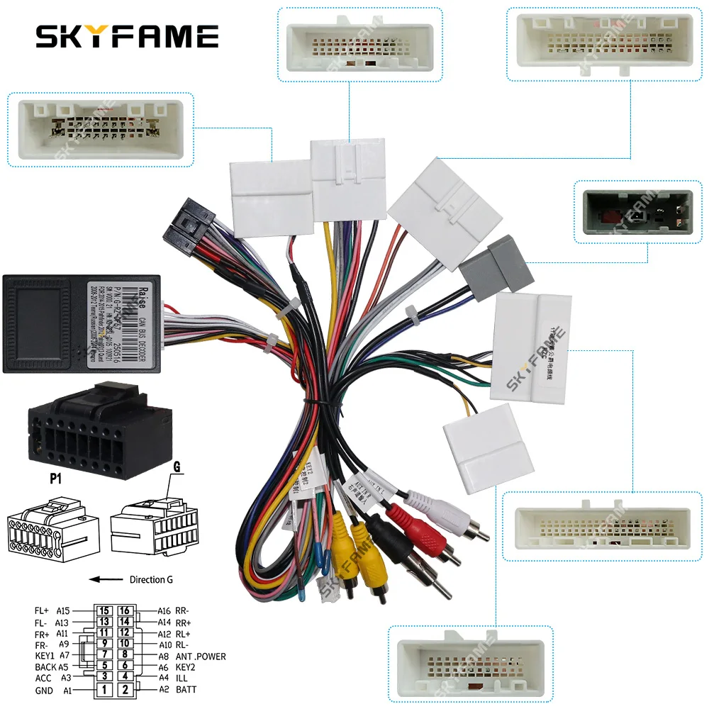 SKYFAME Car 16pin Wiring Harness Adapter Canbus Box Decoder