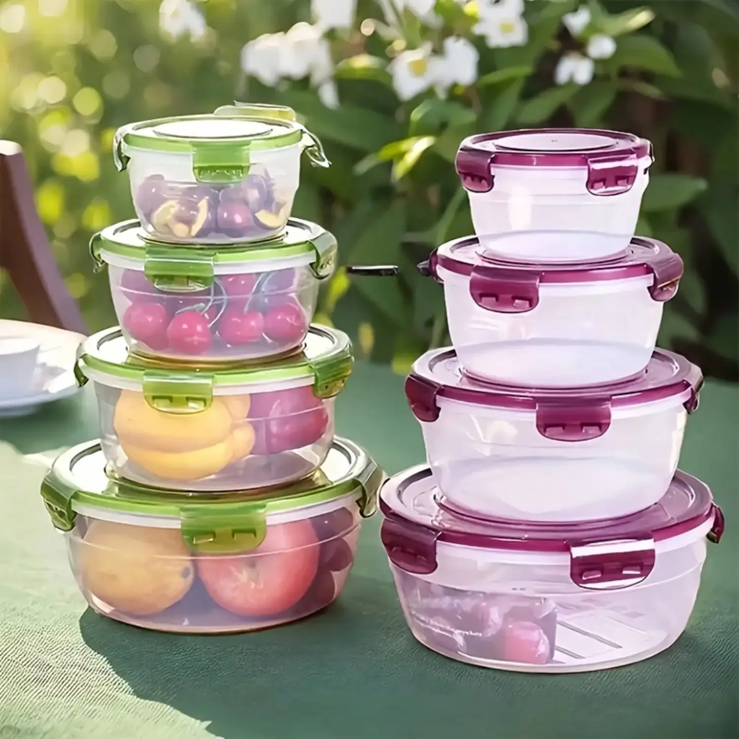Round Kitchen Fruit Vegetable Storage Box, Microwave‑Safe Bento Food Container for Fridge Organization