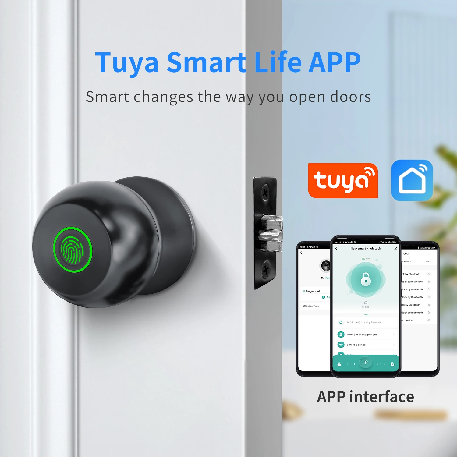 Tuya Smart Lock Riconoscimento delle impronte digitali / Chiave / Smart Life Sblocco remoto Serrature intelligenti per magazzino alberghiero per porte