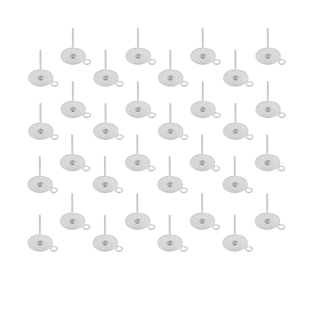 

100 Pcs Stainless Steel Earring Posts Loop Small Hole Dangle Blank Base Jewelry Accessories Material Ear Studs DIY Craft
