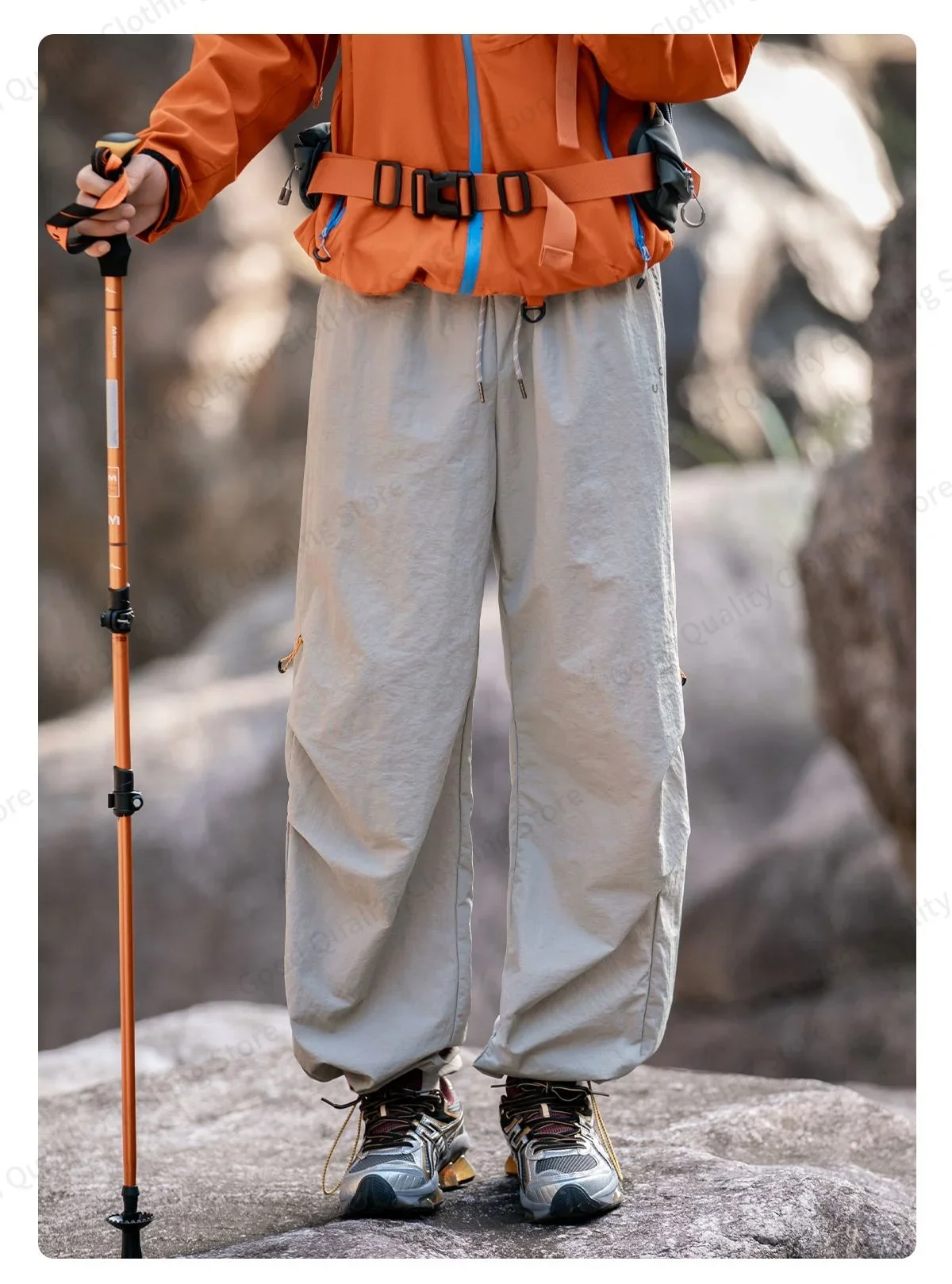 Arbeitsfreudige, wasserabweisende Outdoor-Overalls für Herren, Herbst, lange Hosen mit Schlitz und Falten, Kontrastfarben, Reißverschluss, Sport- und Freizeithose – Detail 20