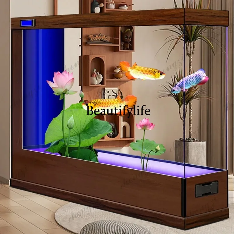 

NQ New Super White Glass Aquarium: Large Self-Cleaning Goldfish Tank with Bottom Filter Eco Room Divider Fish Tank Home Office