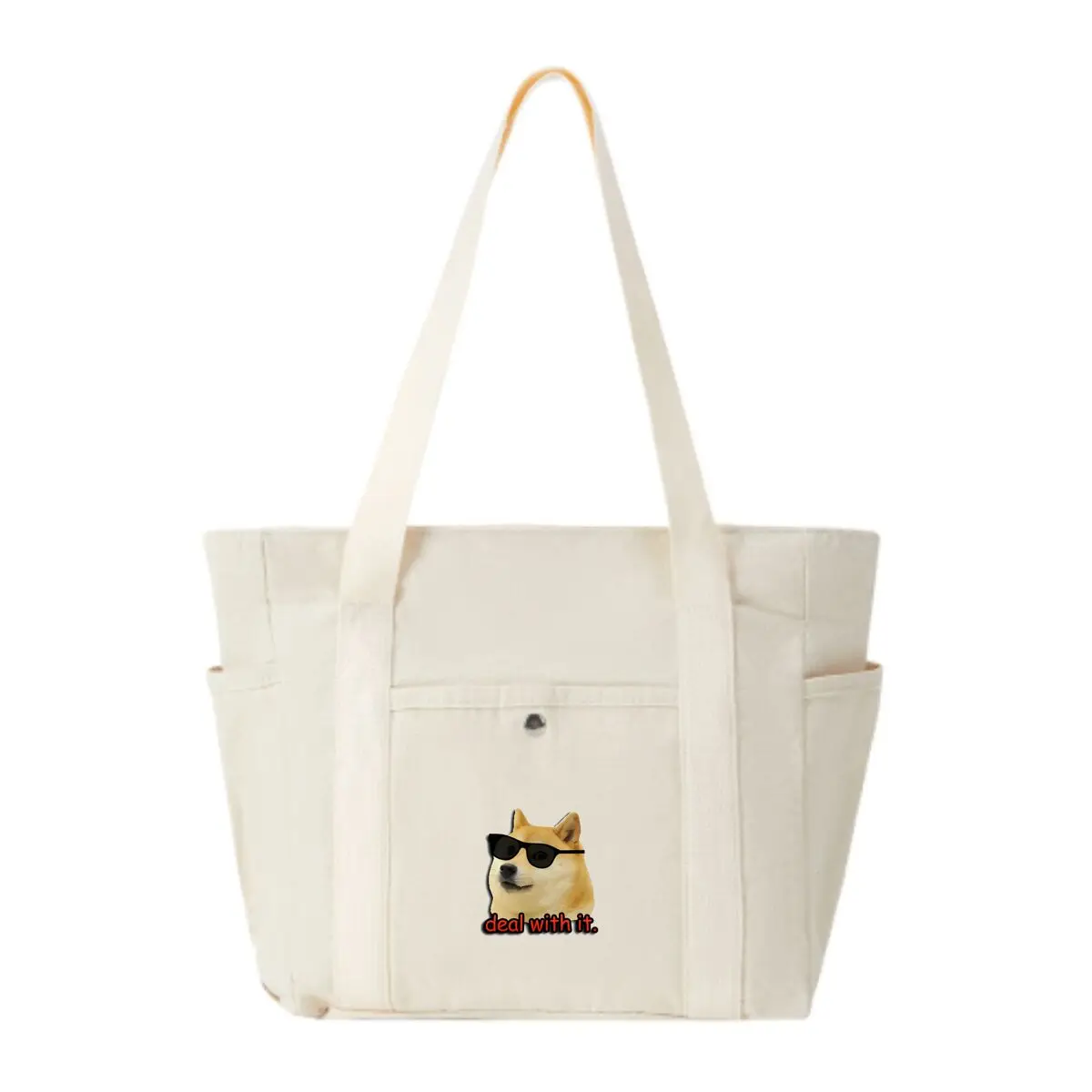 deal with it Humorous Internet Culture Graphic Single Shoulder Bag with Multiple Pockets Lightweight Design for Office Commute