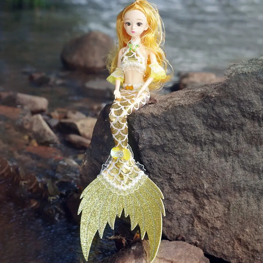 Bella bambola sirena da 45 cm, vestiti colorati, bambola principessa sostituibile, 11 giunti mobili, set di bambole Bjd carine (con luci e musica)