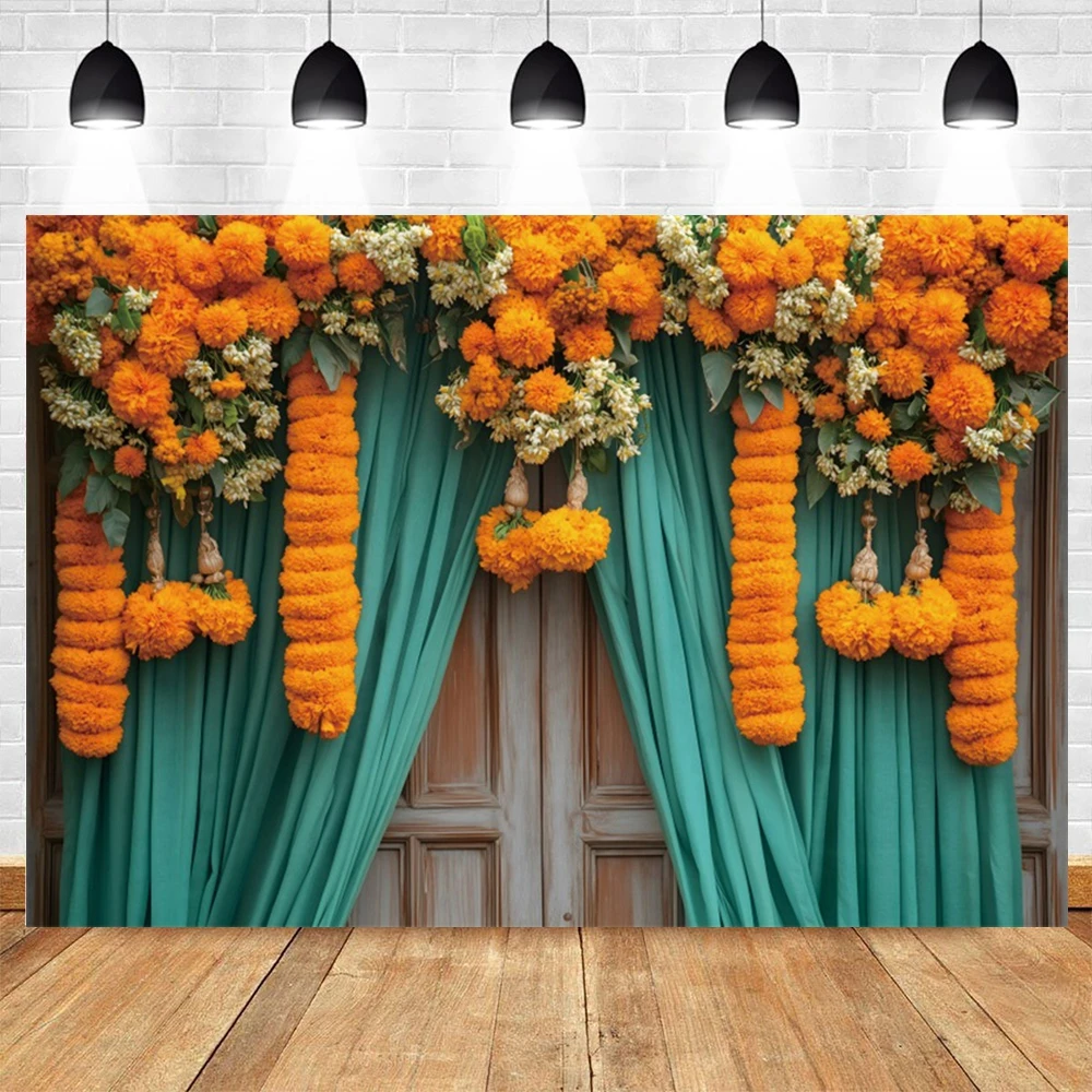 خلفية تصوير على الطراز الهندي ستارة زهرة القطيفة Puja Ganpati Pooja ديكور تقليدي لحفلات أعياد الميلاد وحفلات الزفاف