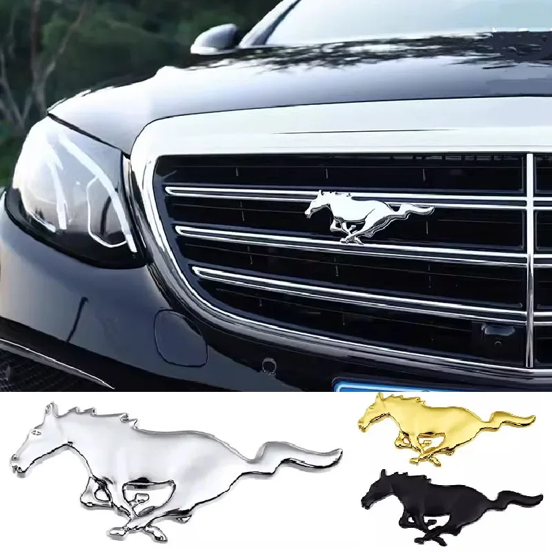 3D 15.5cm *6cm Running Horse Logo Metal Car Sticker Fender Window Bumper Emblem Badge Chrome Decal Auto Styling Accessories