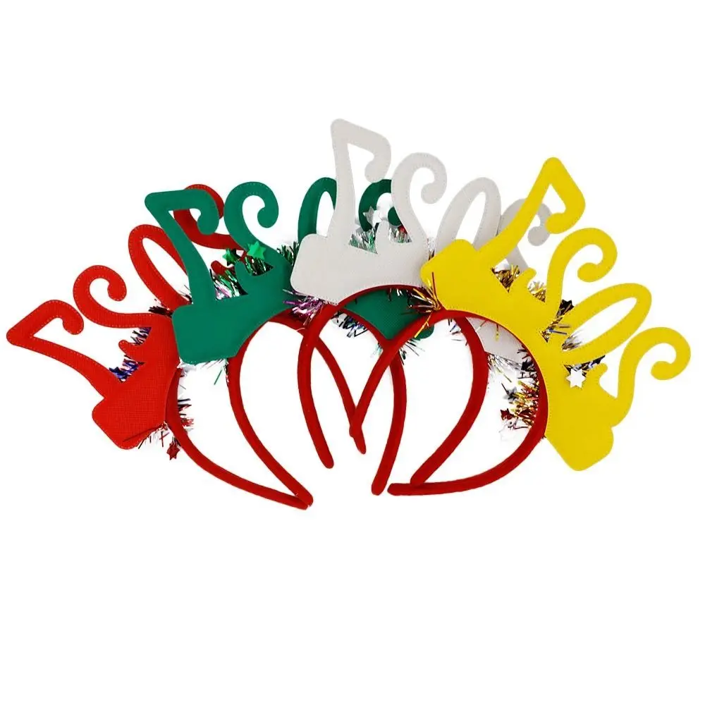 Adjustable Size 2027 Christmas Headband Glitter Sequined Plastic Frame Party Hair Hoop Light-Up Function Flexible Design