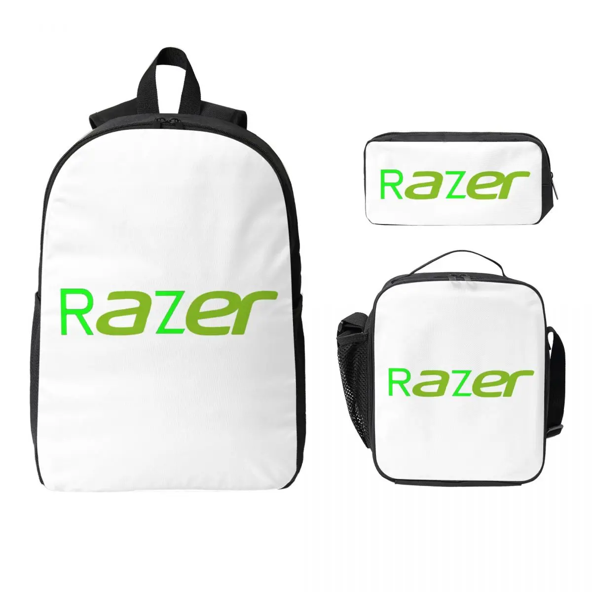 Acer And Razer Combined (RaZer) Backpack Boy Girl BookBag School Bag Computer Shoulder Bags 3ps Insulated Lunch Bag Pencil Case