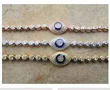 2022 on sale blue evil eye silver plated AAA cubic zirconia tennis bracelet bangle wholesale