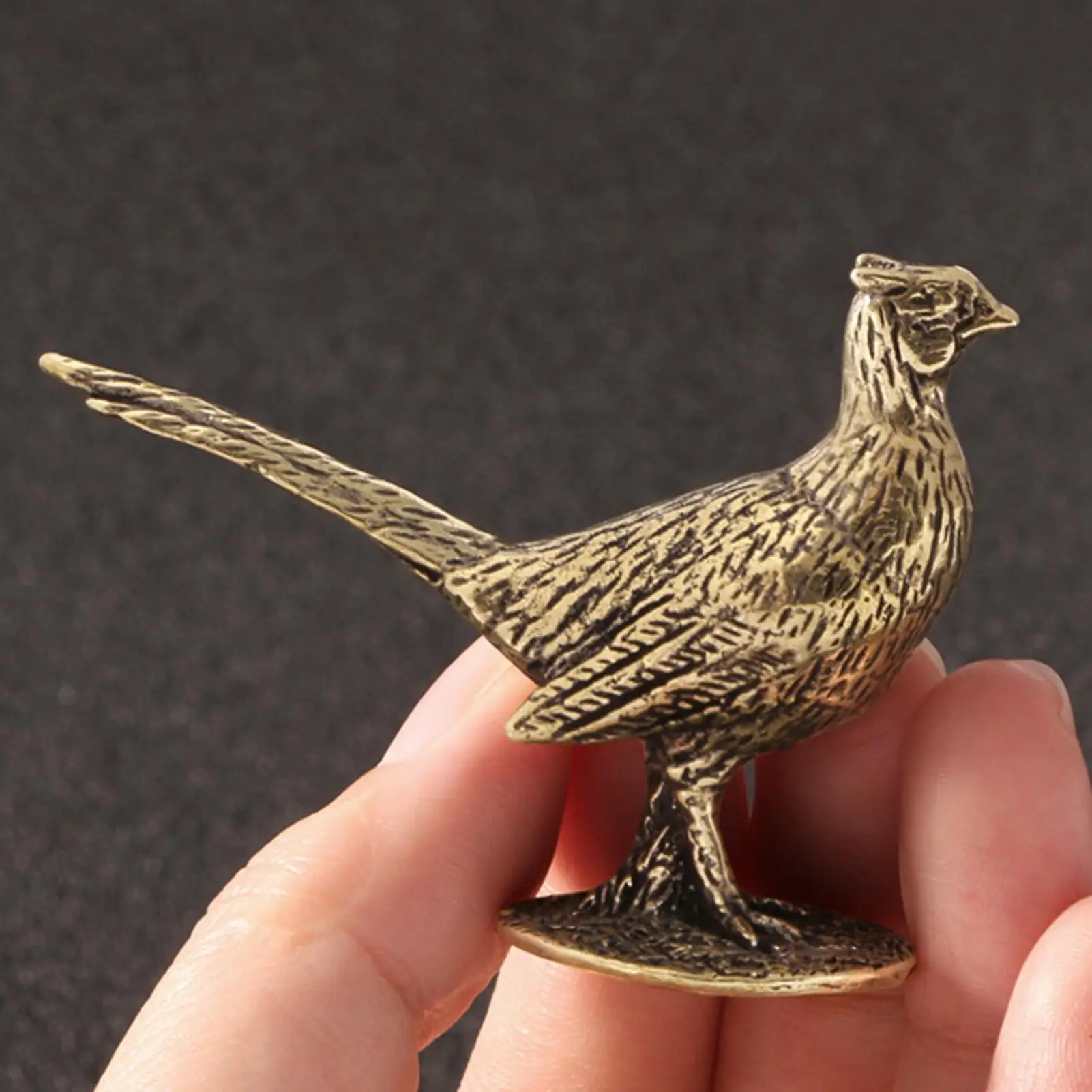 Pheasant Decor With Base Vintage Rustic Brass Collectible Pheasant Bird Shelf Animal Statue For Bedroom Office Study Patio
