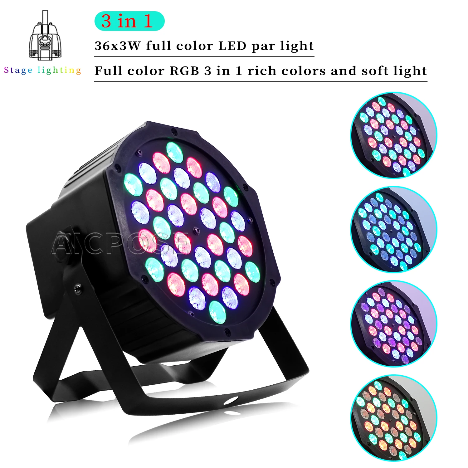 

36x3W RGB 3 in 1 LED Par Light Stage Flat Spot Light DMX512 Control For Party Dance Studio DJ Disco Stage Lighting