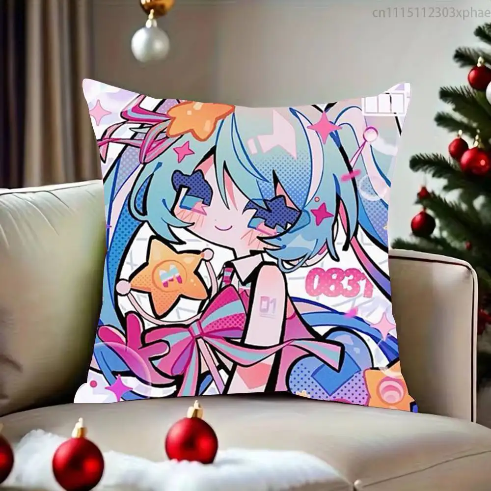 M-Miku 19th Happy birthday Pillow Case For Living Room Bedroom Hotel Pattern Printed Cushion Cover Decorations and Protector