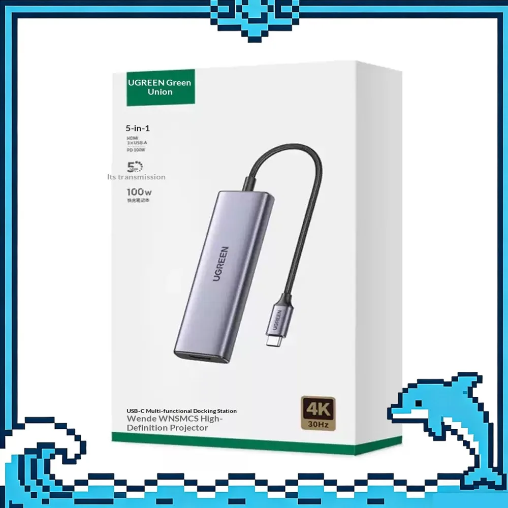 UGREEN CM511 15596 Revodok 5 in 1 USB C Hub 4K HDMI 100W PD 3 USB 3.0 Multiport Adapter for MacBook iPad Laptop