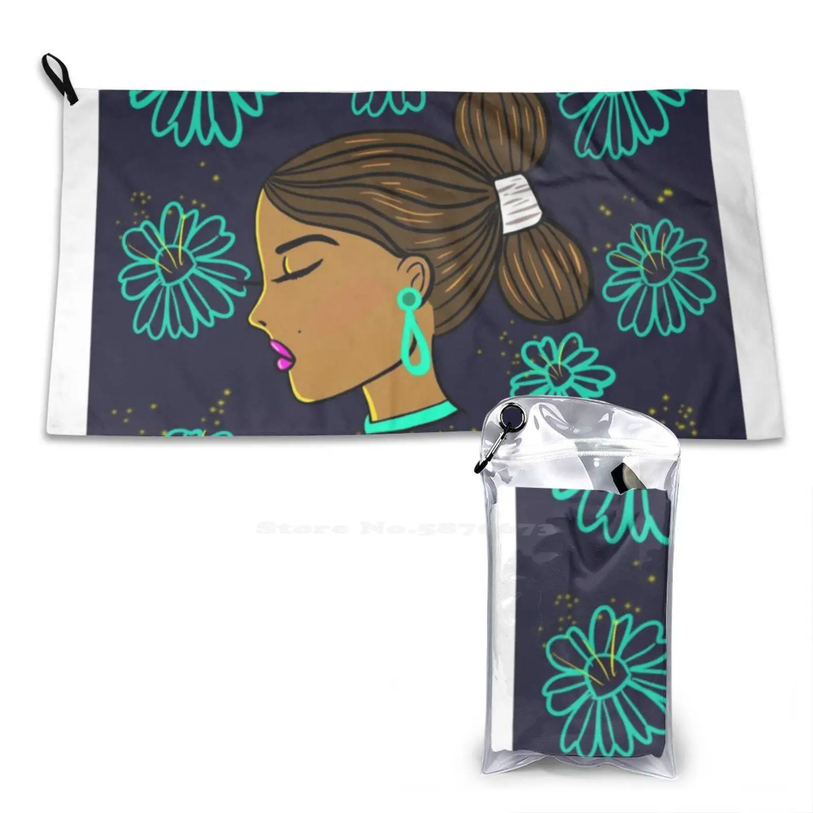 

Dark Lady Blue Sport Towels Outdoor Hiking Cycling Swimming