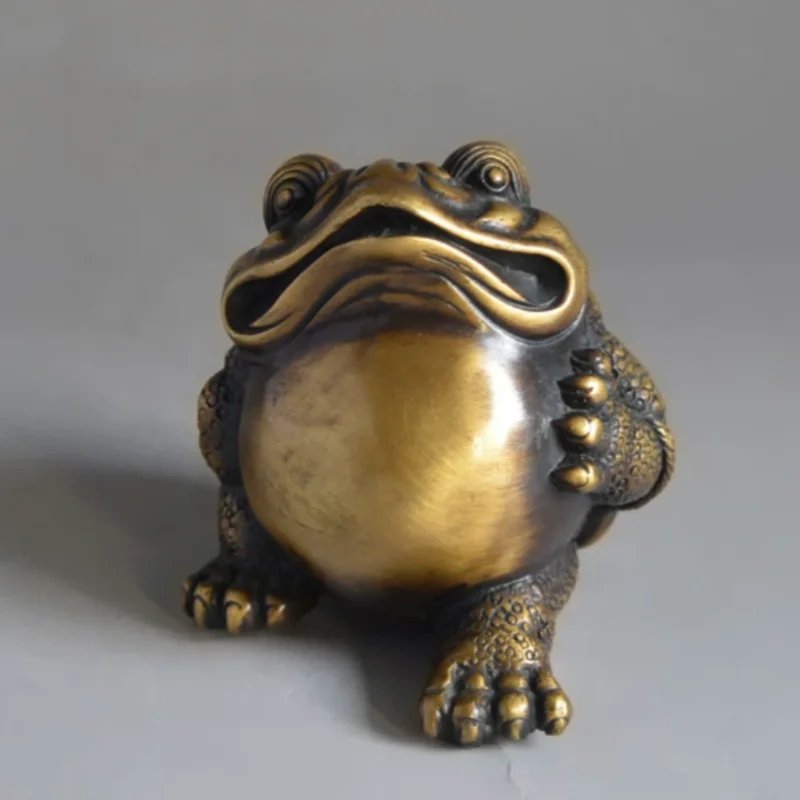 Antique Copper Wealth Attraction Three Legged Gold Toad Solid Ornament Home Office Desktop Decoration Crafts