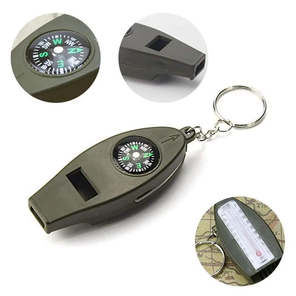 4 in 1 Emergency Whistle Multifunction Thermometer Survival Whistle Compass Camping Tools Outdoor Whistle Fishing Hiking