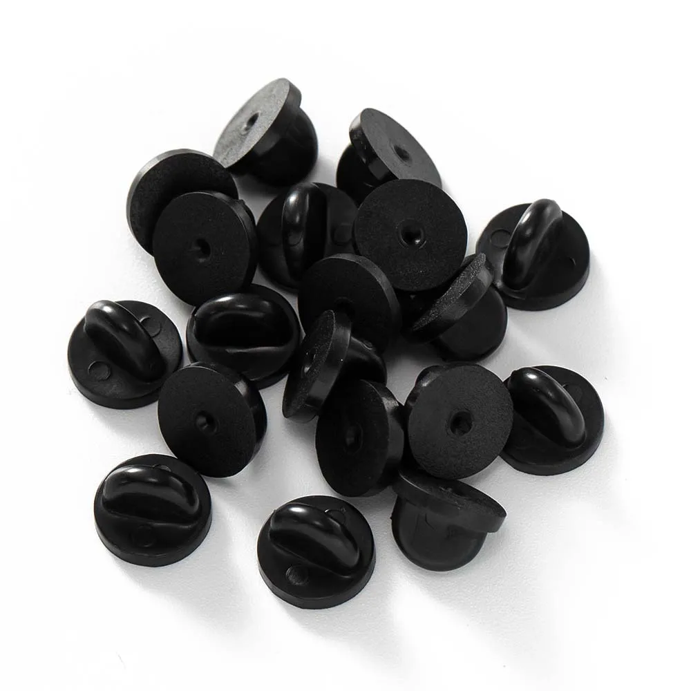 50/100 stücke schwarze Gummi Anstecknadel Sicherheits rücken für DIY Brosche Krawatte Hut Abzeichen Insignien Schmuck herstellung Lieferungen