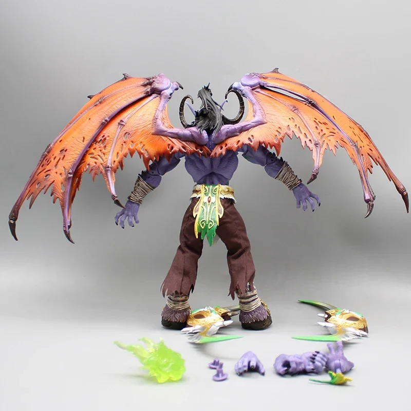 25cm Game World of Warcraft Anime Action Figures Illidan Stormrage Save Heroes Eyes With Lights PVC Desktop Model Ornaments Gift