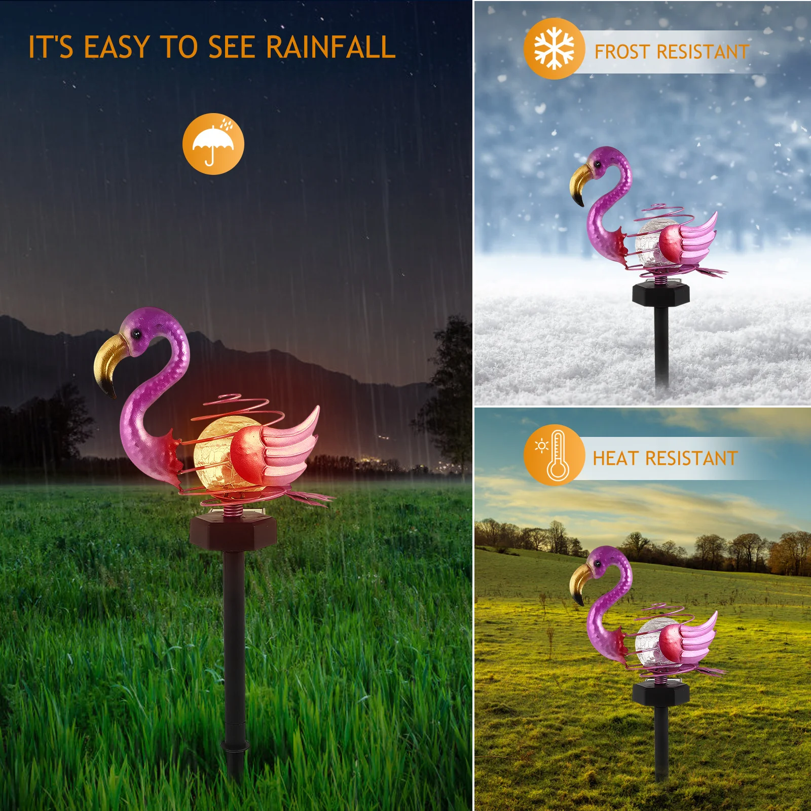 

Flamingo Solar LED Light Iron Material Garden Stake Solar Lamps Automatic on Off Romantic Landscape Garden Pathway Lighting