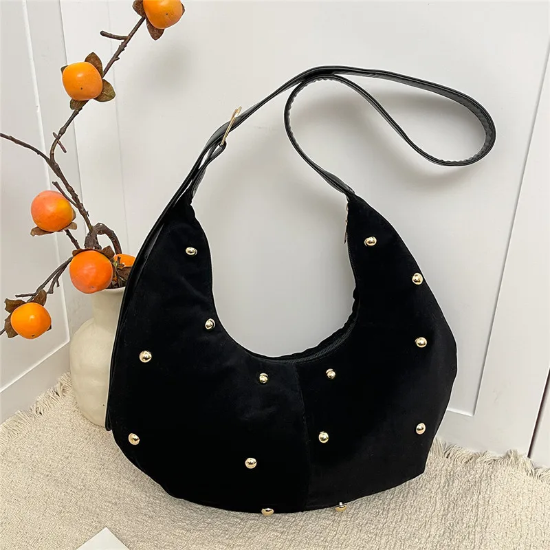 Bolso de Mano de Primavera para Mujer, de Gamuza, Cómodo y Versátil, con Textura, Bolso Cruzado con Pedrería, Bolso Retro de Hombro para Viajar