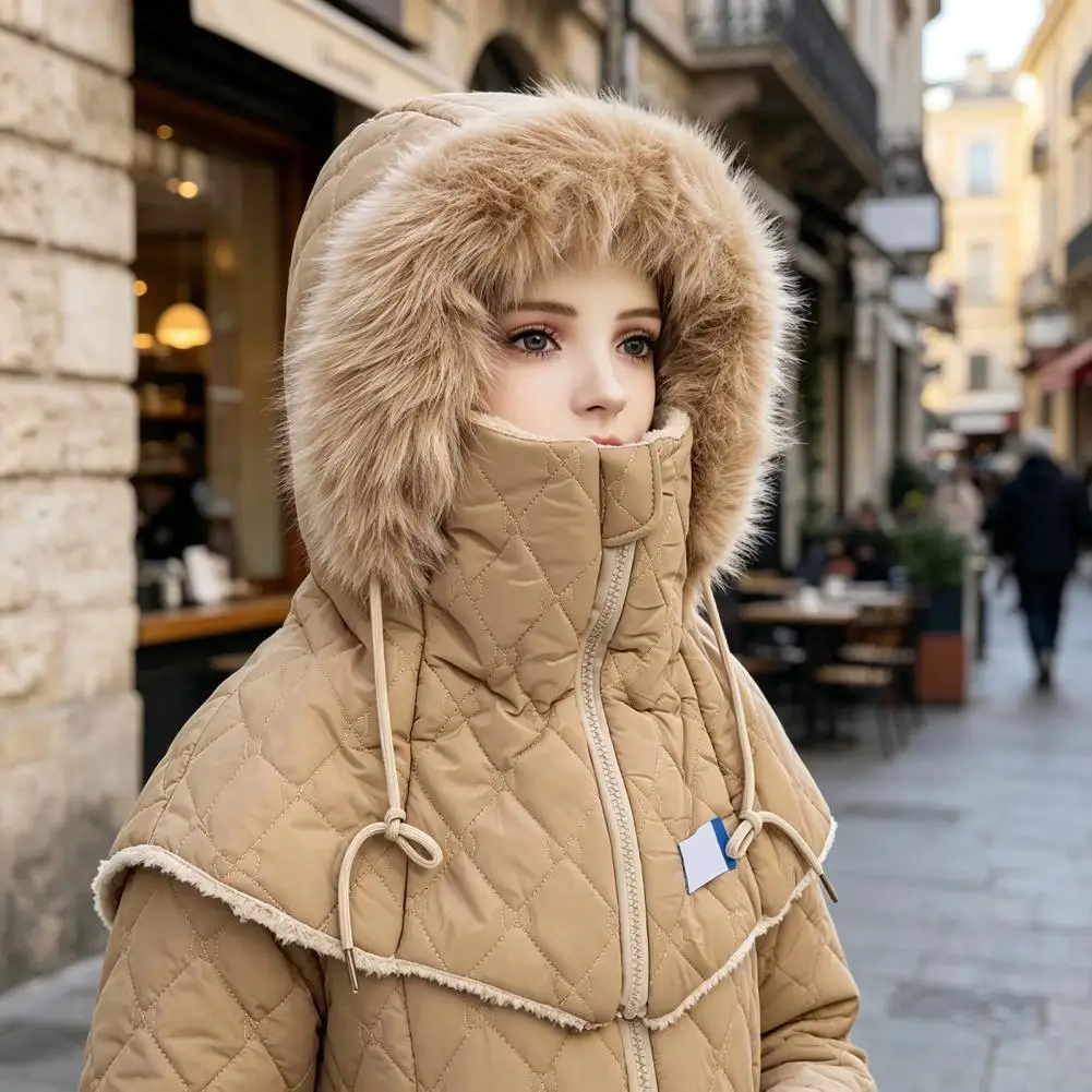 Winter Balaclava Hat for Women Women Winter Balaclava Hat with Quilted Face Mask Fleece Lined Hood Hat Zipper for Weather