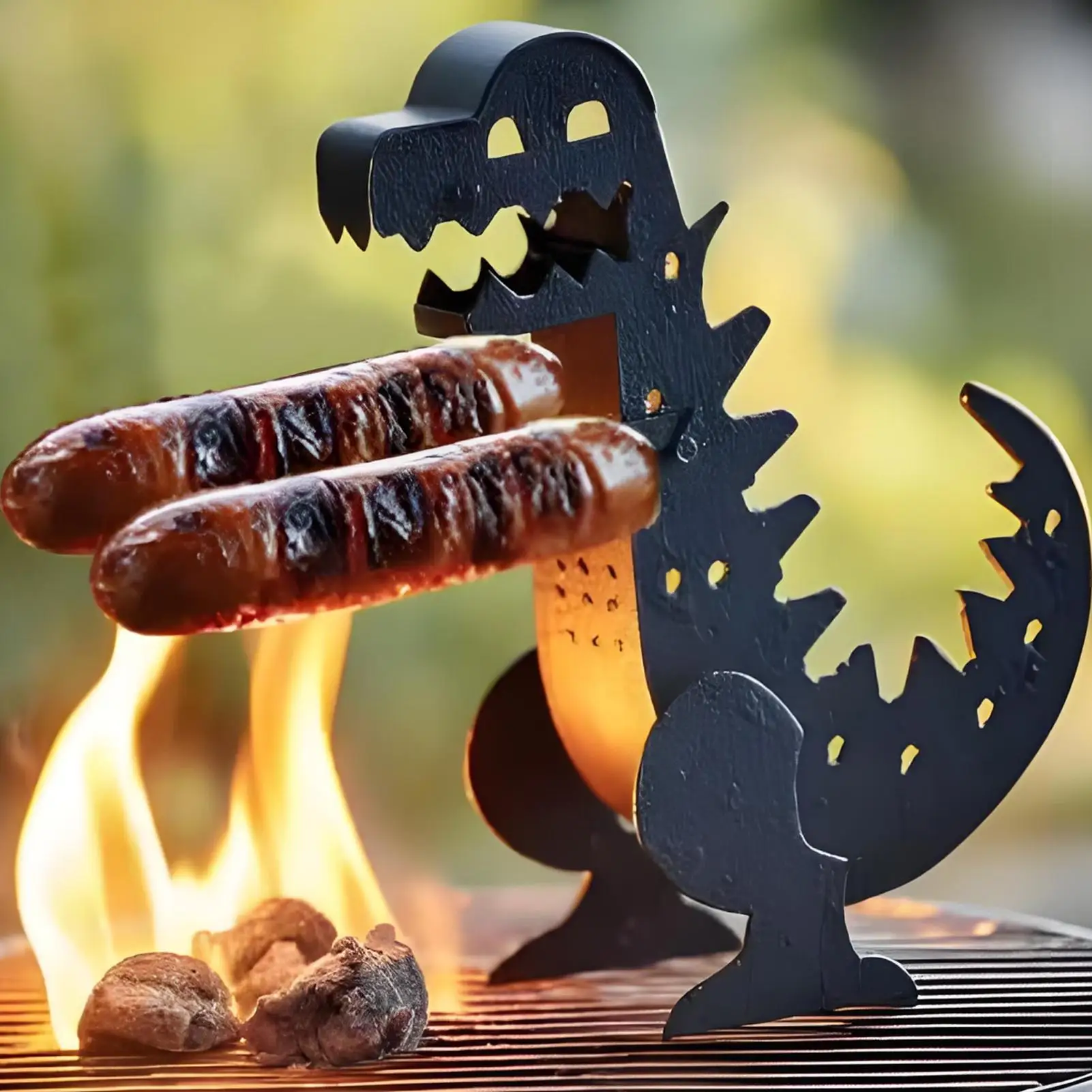 Hot Dog Roller Dinosaur Shape Funny Hot Dog Roller Grill Reusable Barbecue Skewers for Kitchen Outdoor Picnic Camping  Grill