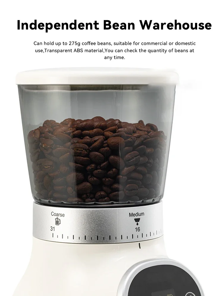 Electric Automatic Conical Burr Coffee Grinder with Digital Timer Display, Perfect for Espresso, Herbs, Spices, Nuts, Grain