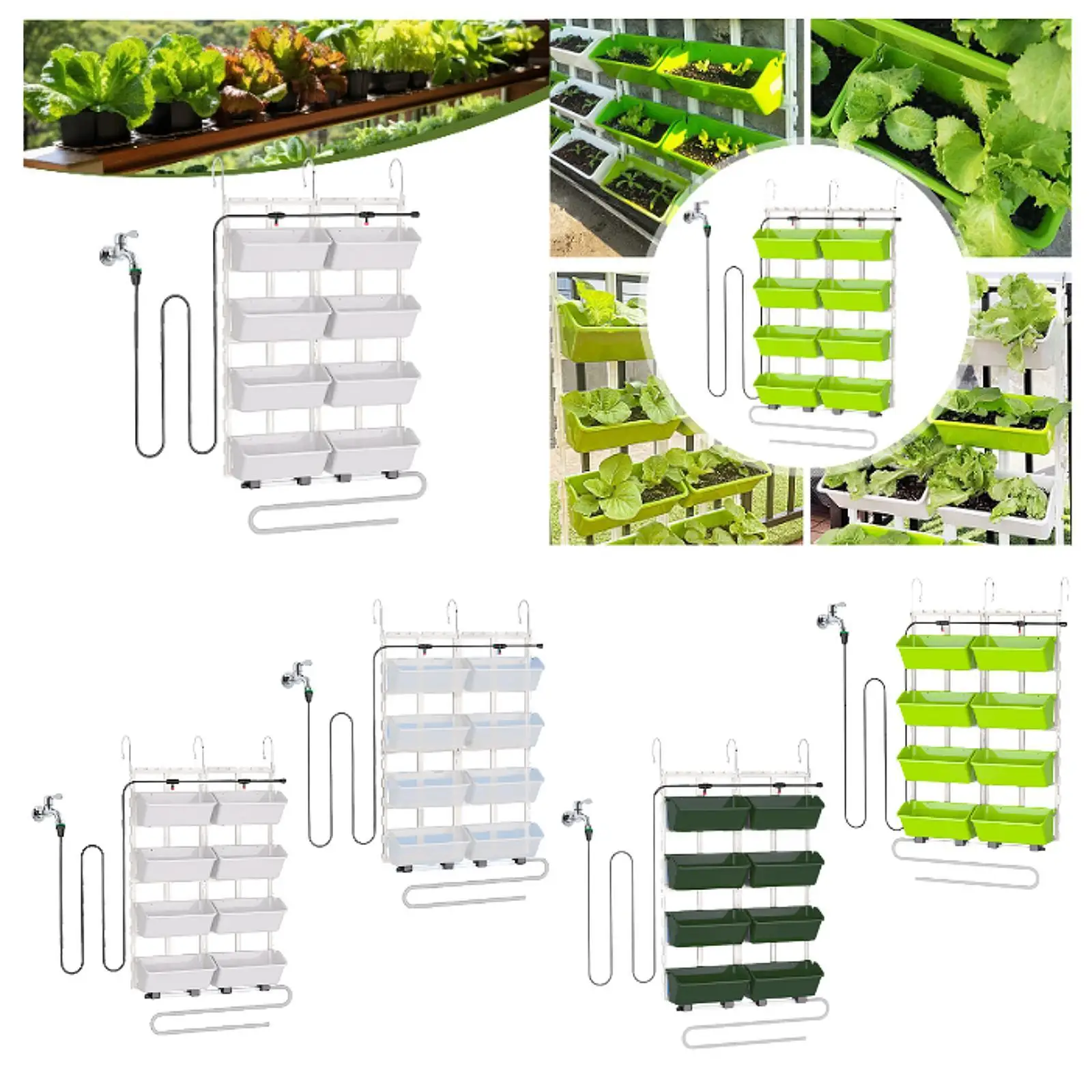 

Vertical Garden Wall Planter, Plant Pot Container Self Draining 4 Tier Wall