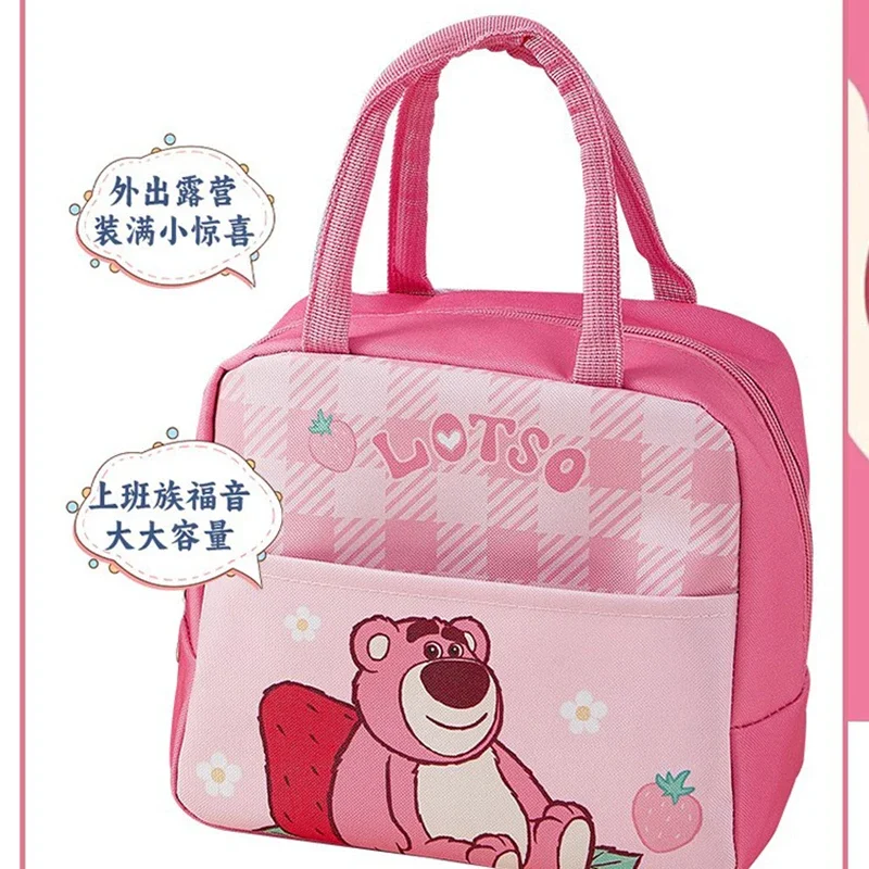 Disney Toy Story Lunch Bag Lotso Cartoon Figure Bento Bags Insulation Keep Warm Canvas Storage Box Portable Picnic Students Meal