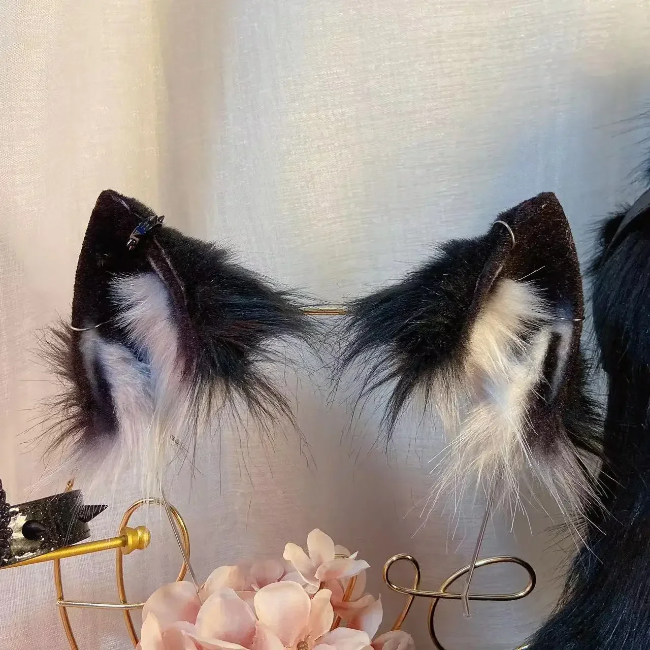 

Handmade Plush Animals Cat Ears Cosplay Lolita Fox Cat Tail Animal Ears Hairhoop Headwear for Christmas Halloween Cosplay Prop