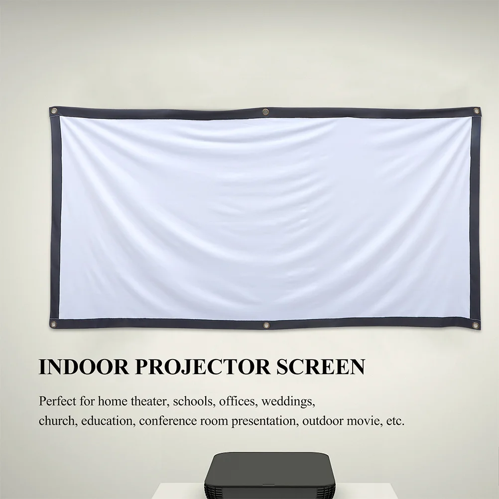 1Set Easy to Use Polyester Projector Screen 70 Inch Foldable Anti Deform High Definition Home Office Classroom