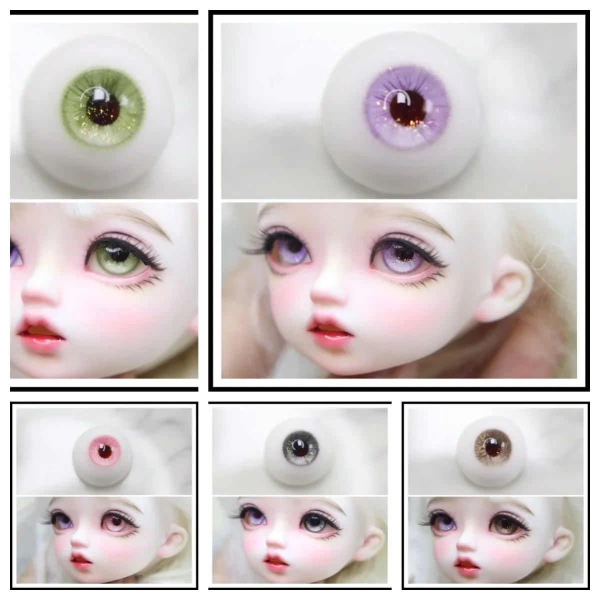 New Doll Eyes 12/14/16/18mm for 1/3 1/4 1/6 Bjd Ob11 Doll Plaster Eyeball Human Realistic Stereoscopic Doll Accessories