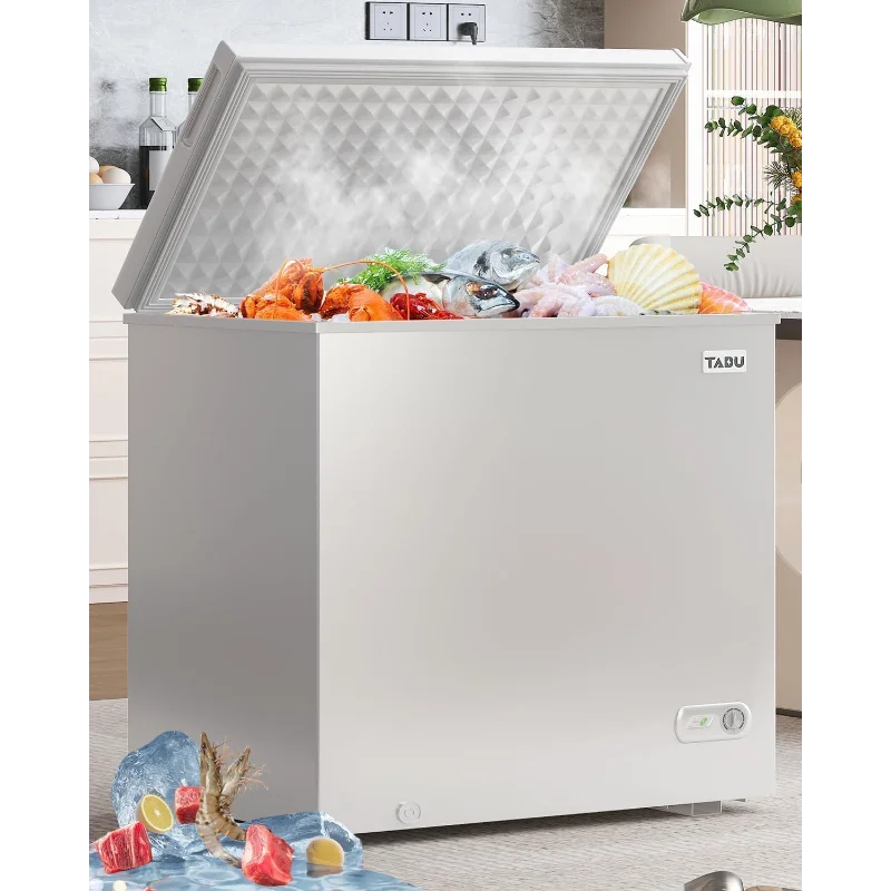 TABU 12.0 Cubic Feet Chest Freezer, Large Deep Freezer with 7 Level Adjustable Thermostat, Top-Opening Freestanding Freezer