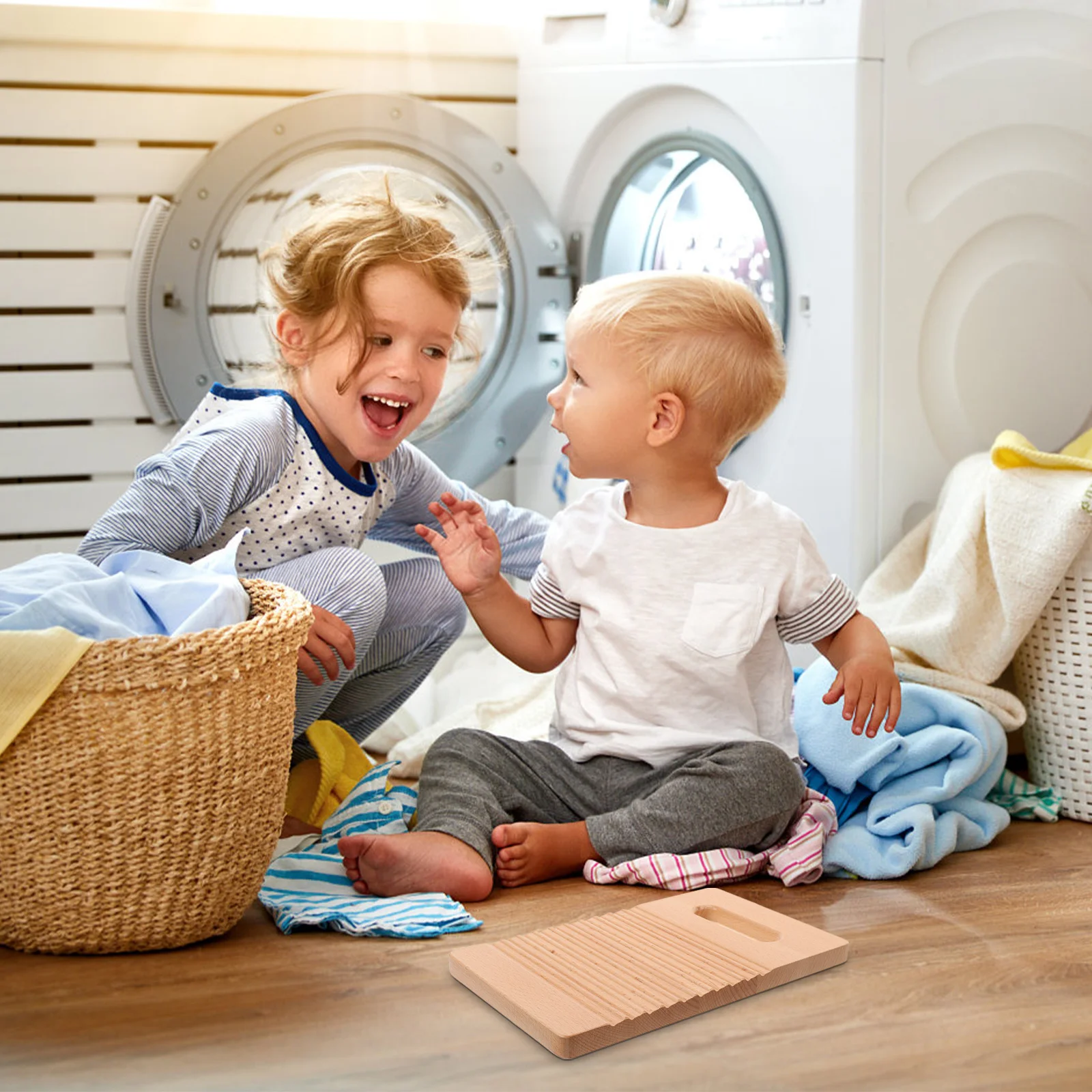 Portable Mini Laundry Board Wooden Household Clothes Washing Tool for Kids Durable Compact Travel Use Simple Design