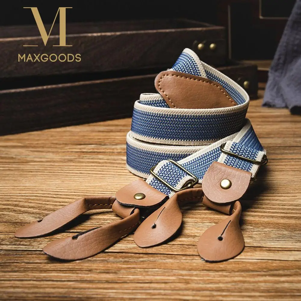 الرجعية تصميم النمط البريطاني الحمالات حزام مطاط 4 مقاطع Y-نوع الحمالات اللون البني للجنسين نمط شريط الحمالات #1