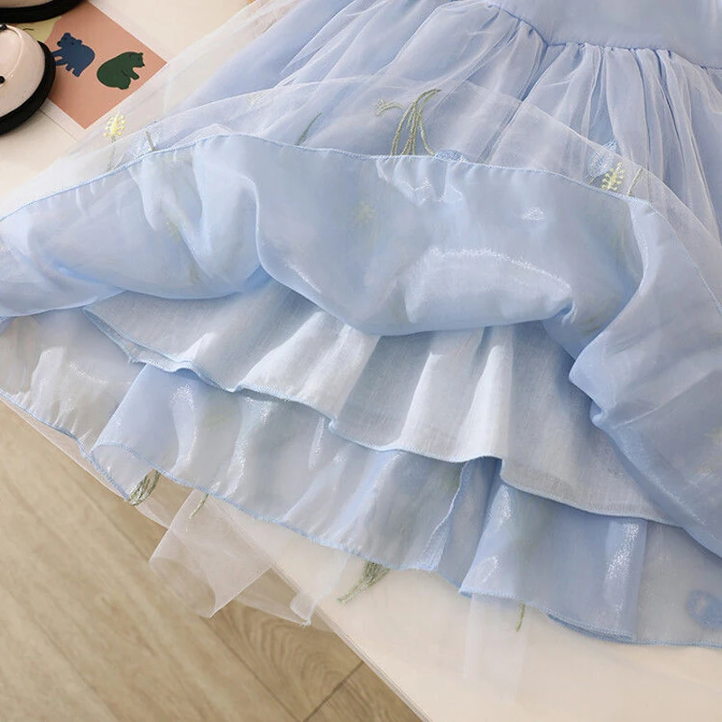 Summer Baby Dress Summer Girl Gauze skirt Birthday Princess Dress butterfly Floral Childrens Voile Puff Ball Gowns Dresses 2-8 Y