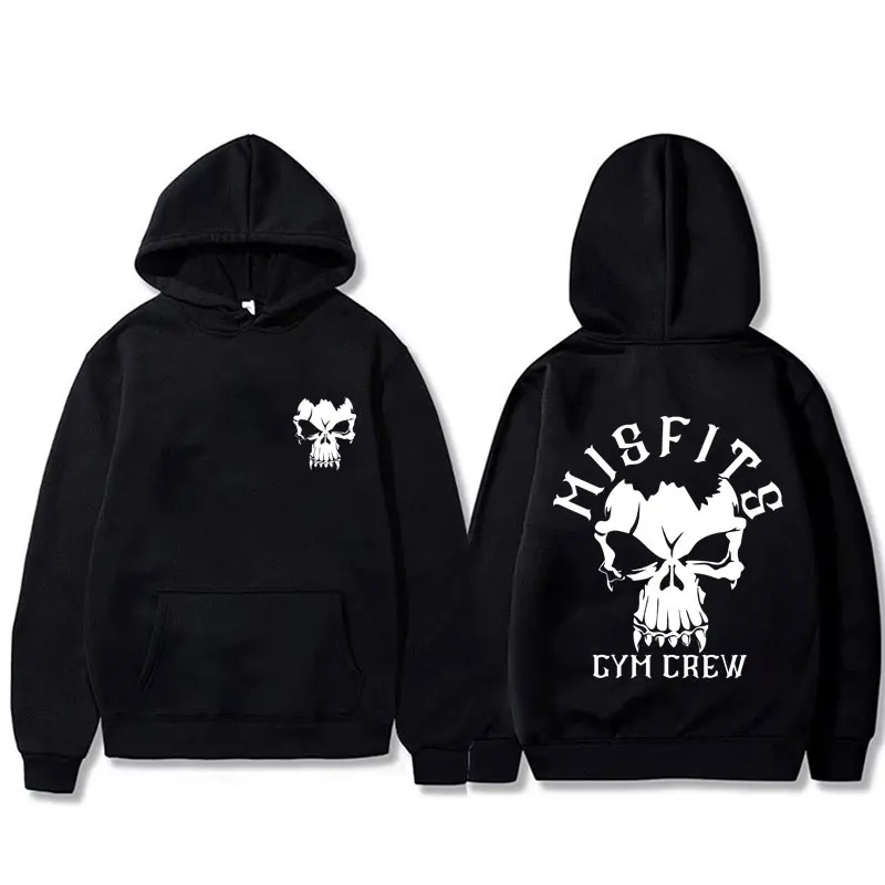 

Misfits Gym Crew Funny Skeleton Double Sided Print Hoodie Male Casual Fleece Cotton Pullover Men Women Fashion Oversized Hoodies