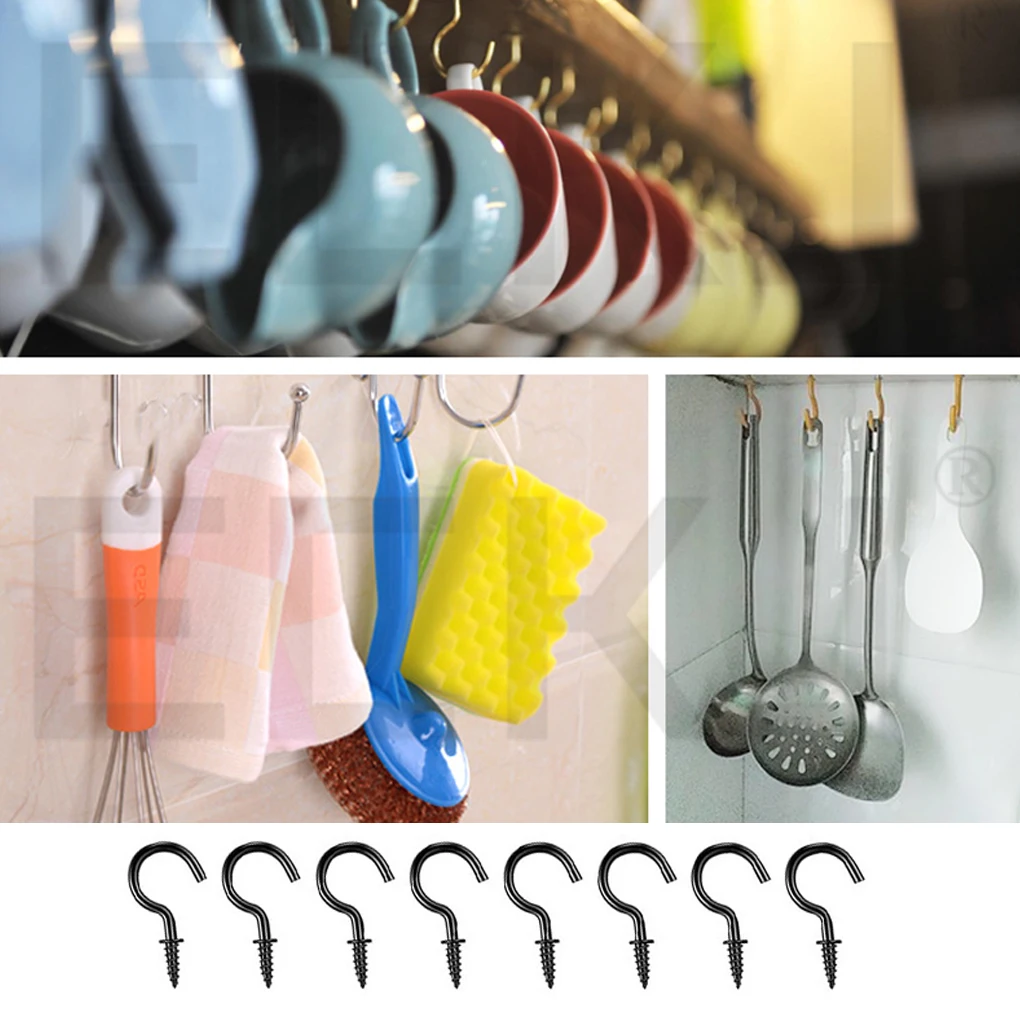 120 Pieces Screw Ceiling Hooks Home Dining Bar Hotel Cupboard Hanging Water Cup Glass Hanger Spatula Key Holder