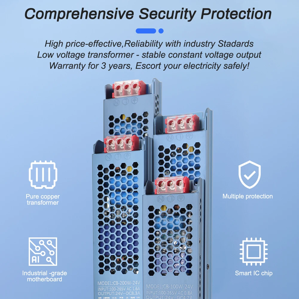 Ultra-Thin DC 12V 24V Power Supply AC 110-240V Transformer Converter 60W 100W 150W 200W 300W 400W 500W  Driver For LED Strips