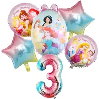 Disney Cinderella Rapunzel Foil Balloons girl Princess Birthday Party Decorations 32inch Number Helium Balls Kid Toy balloon