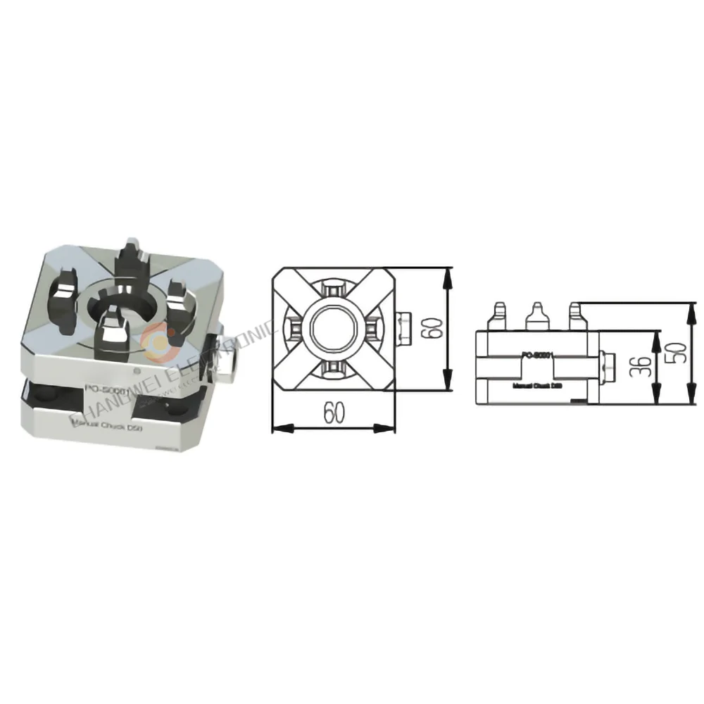 Precision CNC Carving Small Copper male manual chuck D56-60mm Square Electrode Holder for EDM Spark Machines ER And 3R Interface