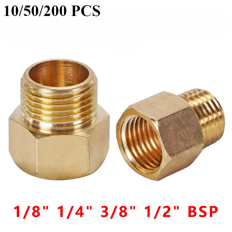 10/50/200Pcs Male To Female Pressure Gauge Conversion Copper Joint Brass Fitting Quick Coupler Adapter  1/8