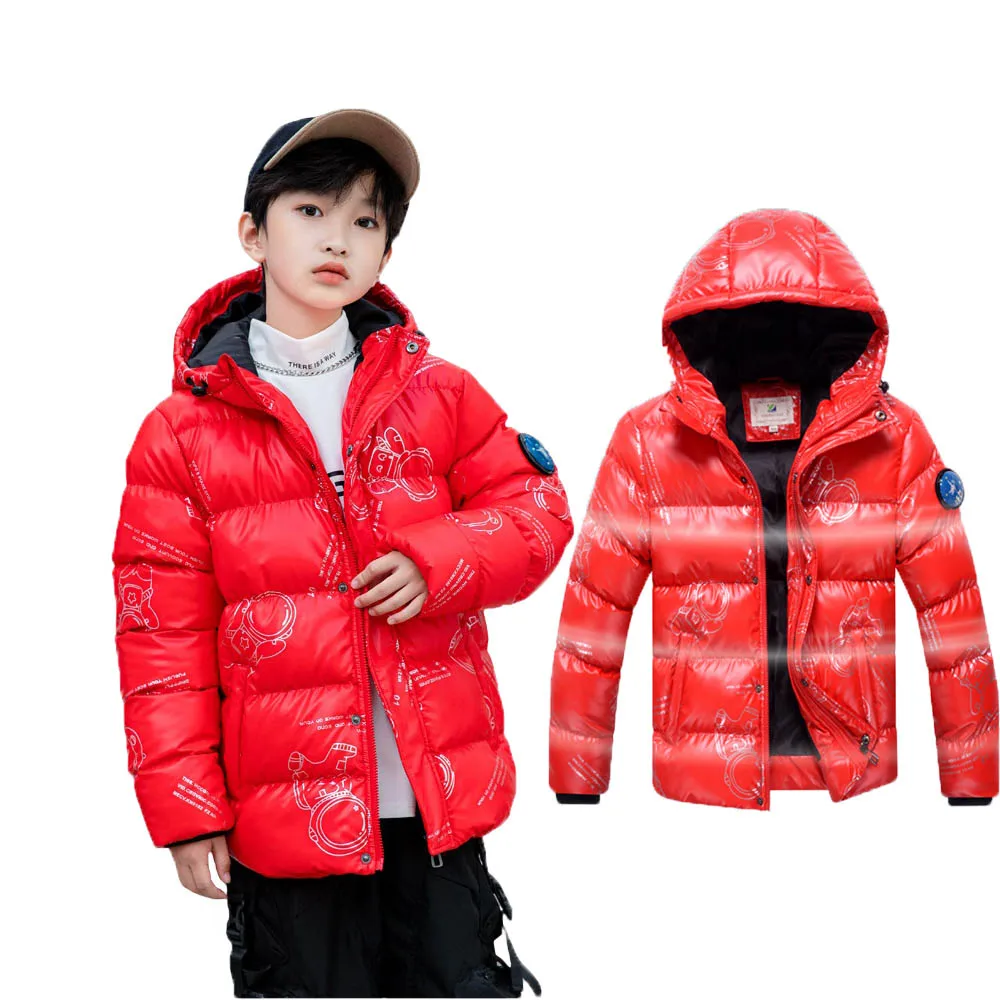 

Chhildren Outdoor Astronaut Print Cotton Padded Outwear Boys Girls Winter Thick Warm Windproof Waterproof Cotton Content Coat