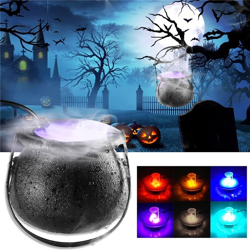 3/2/1pcs Halloween Cauldron Mist Maker 12 LED Boiler Smoking Black Witch Cauldron Halloween Decorations For Water Fountain Pond