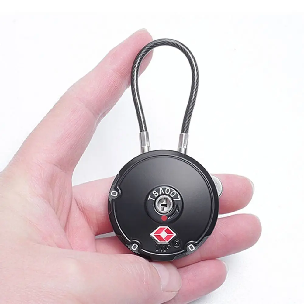 TSA Customs Code Lock Travel Anti-Theft Luggage Suitcase Password Padlock with Steel Cable Portable 3 Digit Combination Lock